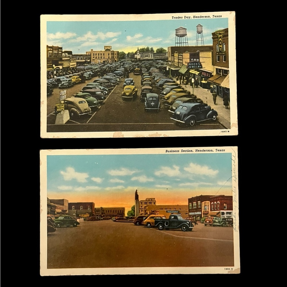 Vintage 1949 Trader’s Day & Business Section Henderson Texas Postcard Lot of 2